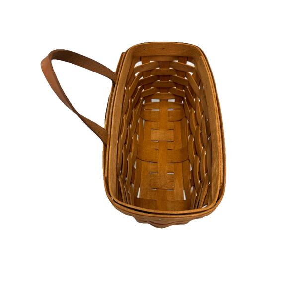 1994 Longaberger Medium Key Basket w/Rose Liner 9"L x 5"W x 5"H - Picture 3 of 4